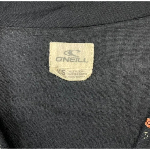 O'neill Dress Women's Sz XS Black Sleeveless A Line Tunic Floral Diamond Studded - Picture 5 of 9